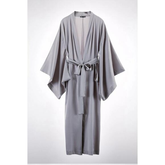 NWT Zara Lingerie Silk Kimono Long Robe Dressing Gown Small Luxury Elegant Sexy - Picture 1 of 10